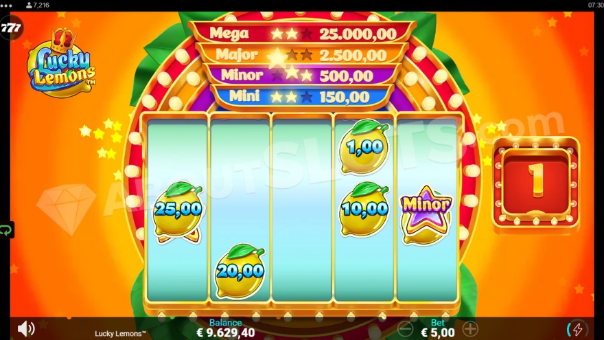 Lucky Lemons Jackpot Bonus Screenshot