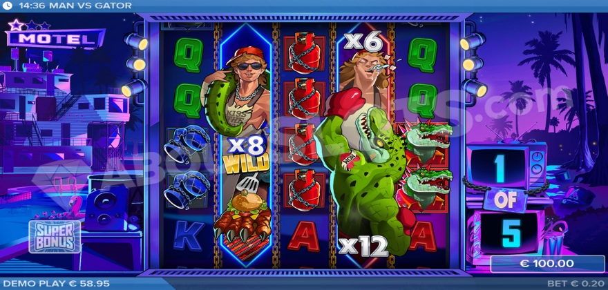 Man vs Gator Stacked Multiplier Wilds Feature