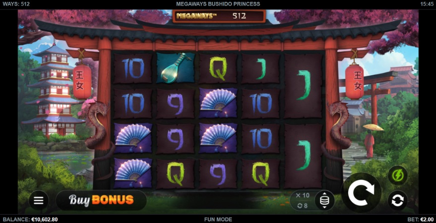 Megaways Bushido Princess Slot Game Screen