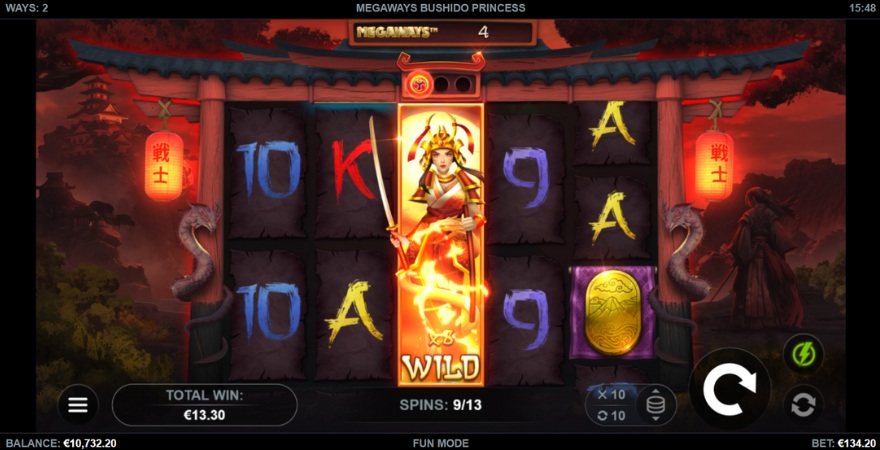 Megaways Bushido Princess Free Spins Screen