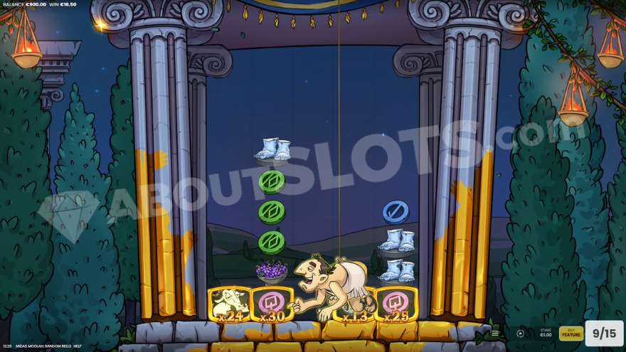 Midas Moolah Random Reels Cascade Feature.