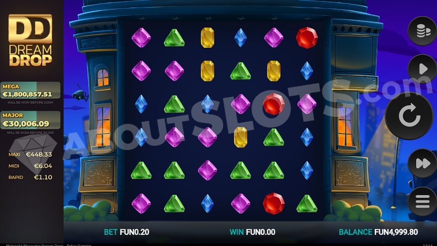 Six reels of the slot machine are located outside the building.
