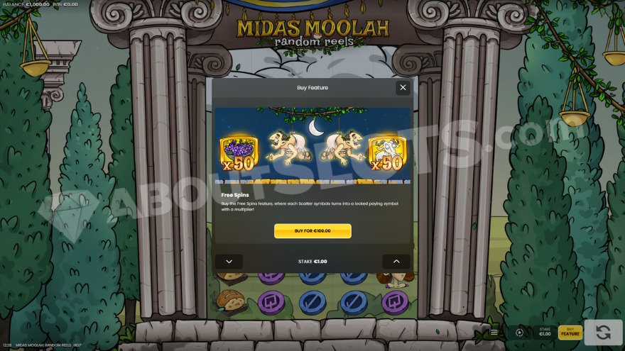 Midas Moolah Random Reels Bonus Buy Feature.