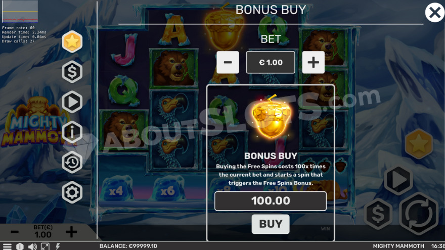 Bonus Buy feature showcasing a single option.