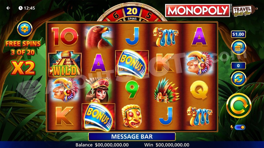 Cancun Montezuma free spins feature with a jungle backdrop.