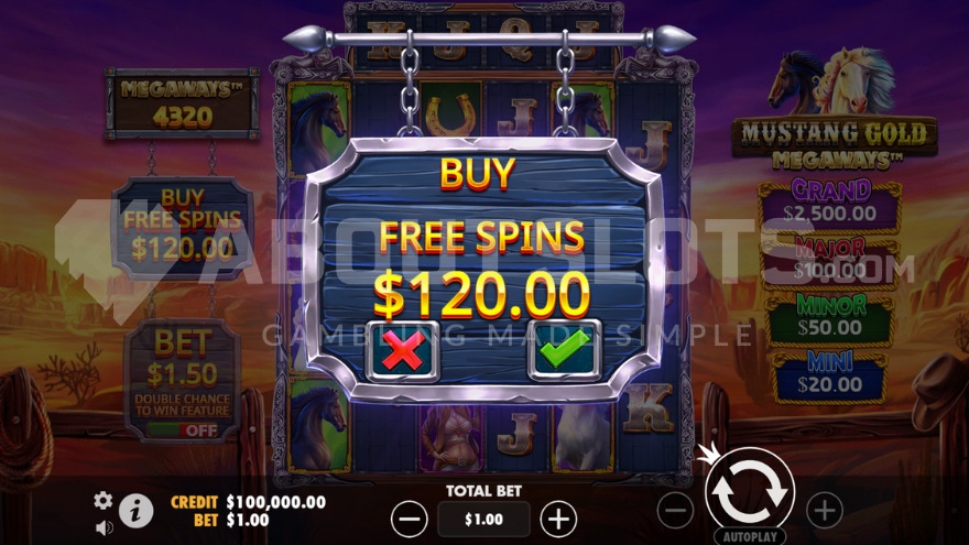 Feature Buy in Mustang Gold Megaways