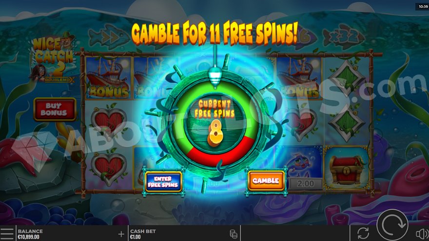 A wheel to gamble 8 free spins for 11.