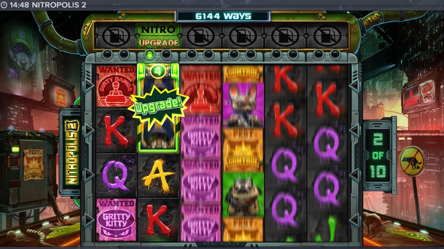 Nitropolis 2 Wild Symbol and Nitro Reels Feature