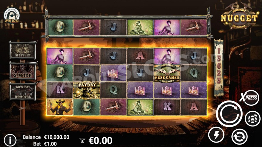 Main gameplay screen featuring a saloon backdrop.