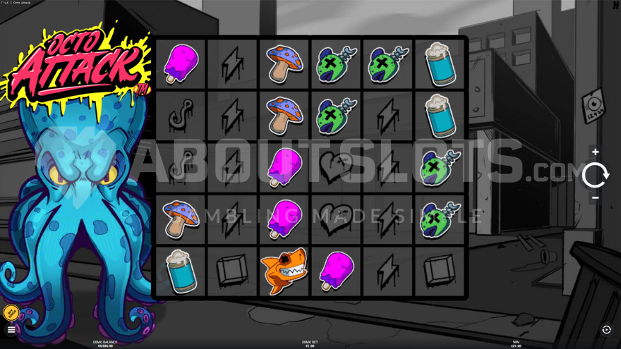 Gameplay in Octo Attack slot