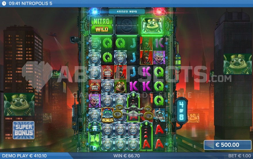 Super Bonus Game with a nitro joker symbol in the nitro booster.