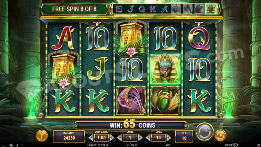 Bonus free spins game, with one special expanding symbol shown above the reel.