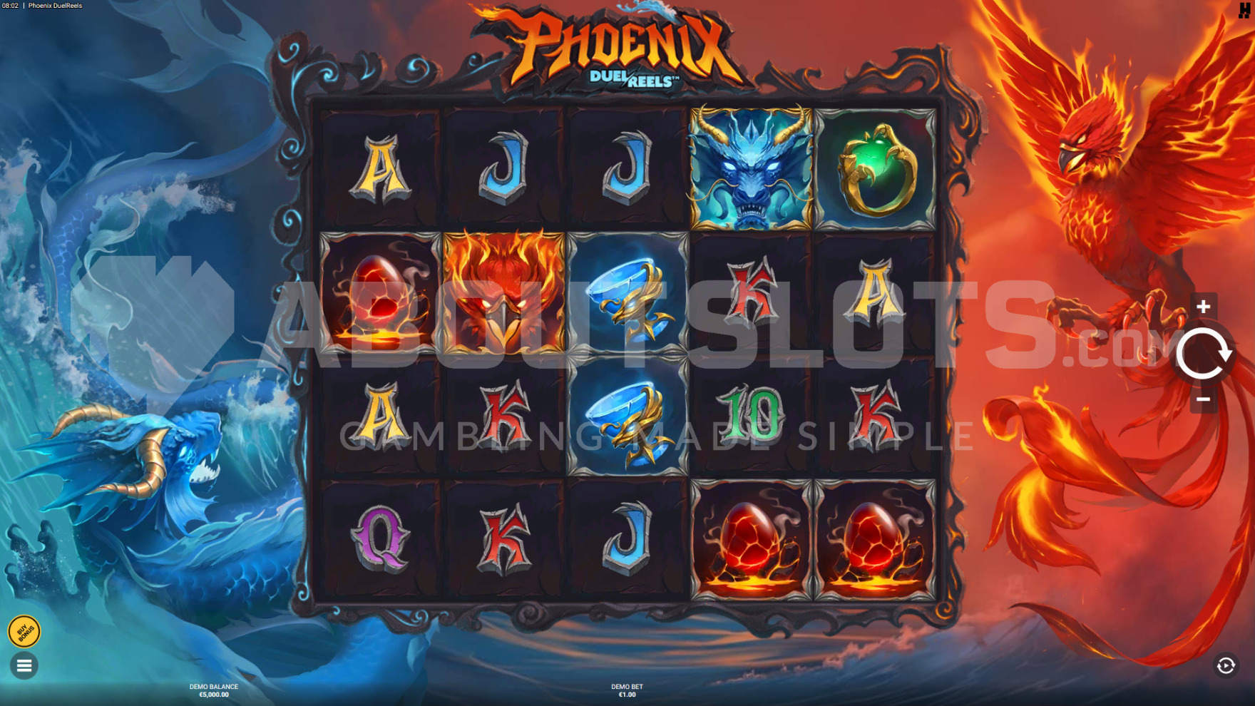 Water Dragon and Phoenix in the game background