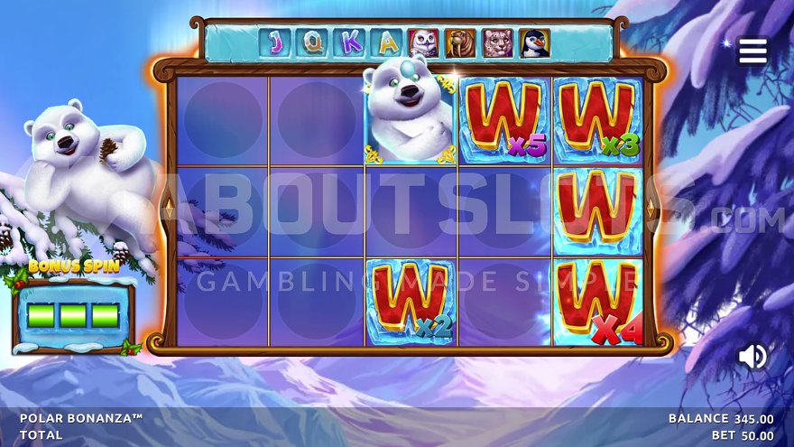 Polar Bonanza Polarmania bonus feature in Northern Lights Gaming casino slot.