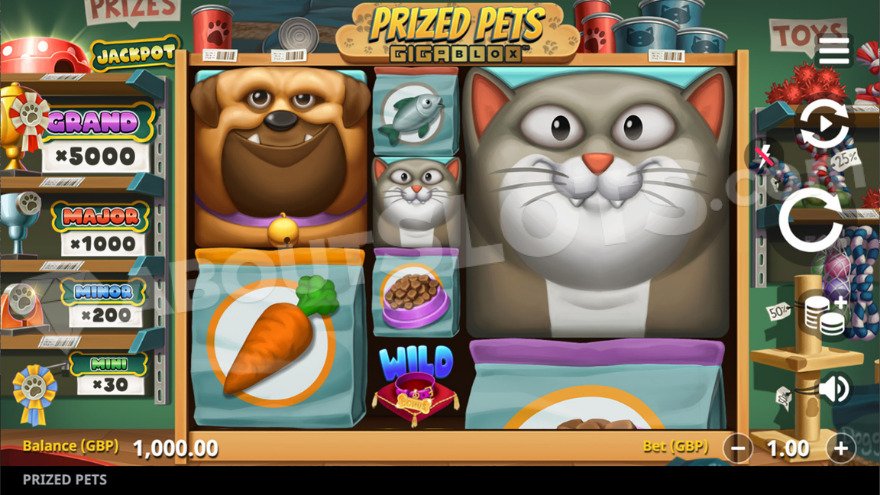 Prized Pets Gigablox Slot Game