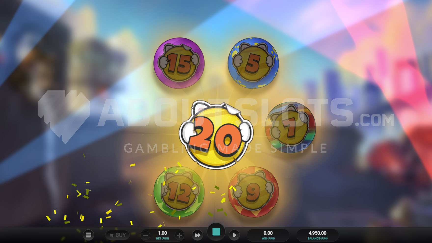 Free Spins pick game where players can win different amounts of free spins before the bonus round.