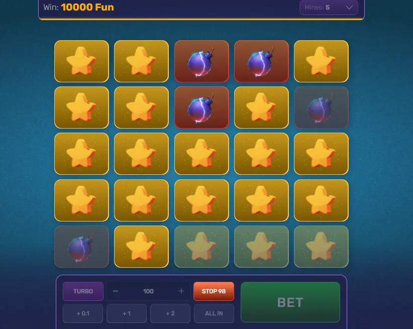 Ending a Game in Turbo Mines Ending a Game in Turbo Mines