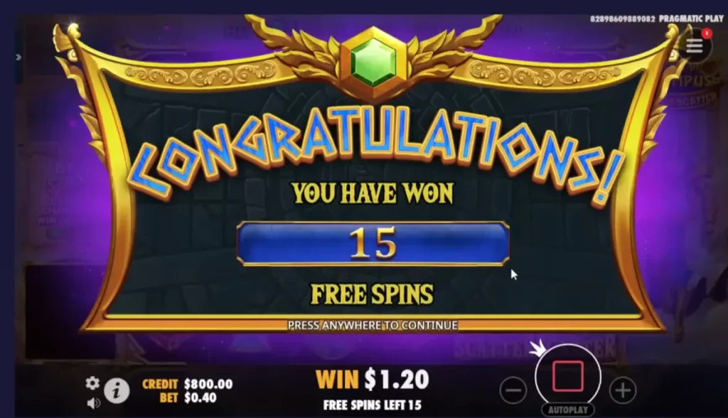 Gates of Olympus Super Scatter Free Spins Win