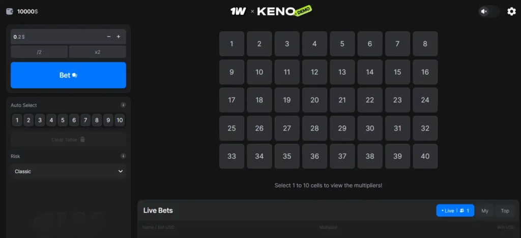Keno Interface