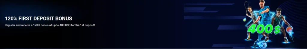 120% first deposit bonus at 1xBet