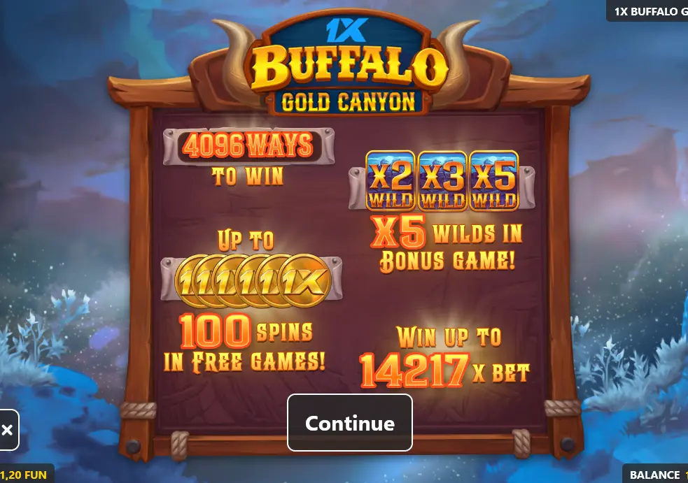 1x Buffalo Gold Canyon Start Screen