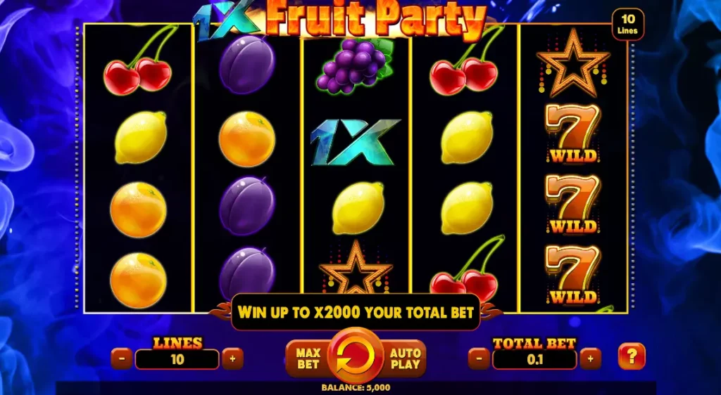 1x100 Lucky Fruits Interface