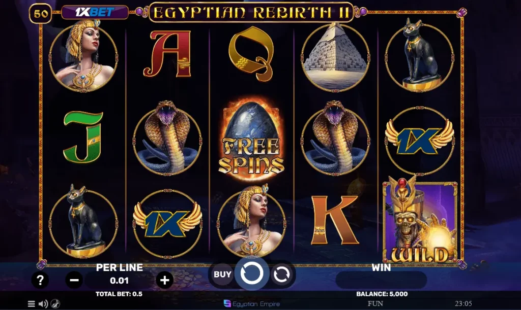 1xbet Egyptian Rebirth II Free Spin Symbol