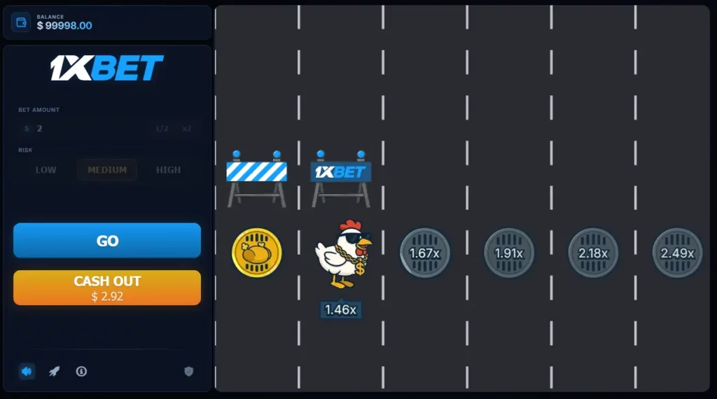 Chicken Crash 1xBet Interface