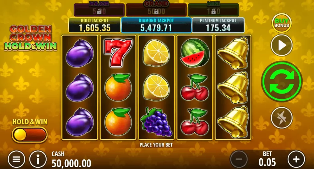 Golden Crown Hold and Win Interface