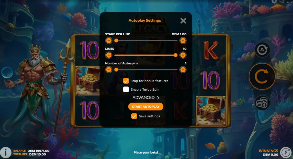Ocean Legacy Autoplay Settings