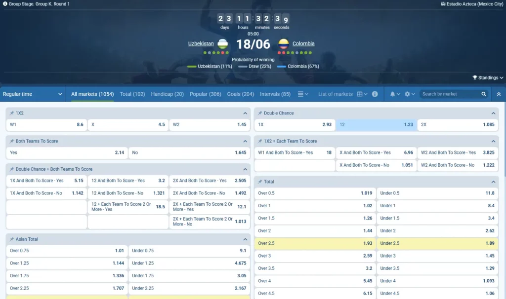 Uzbekistan - Colombia at 1xBet Uzbekistan - Colombia at 1xBet