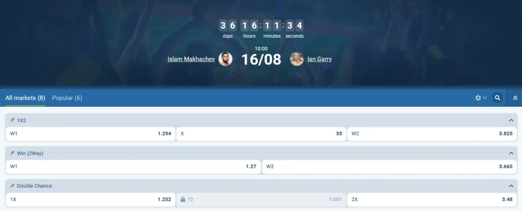1xBet UFC Odds 1xBet UFC Odds