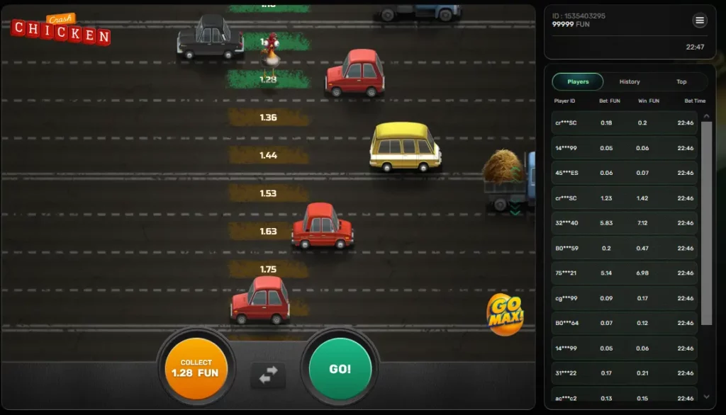 Chicken Crash Interface