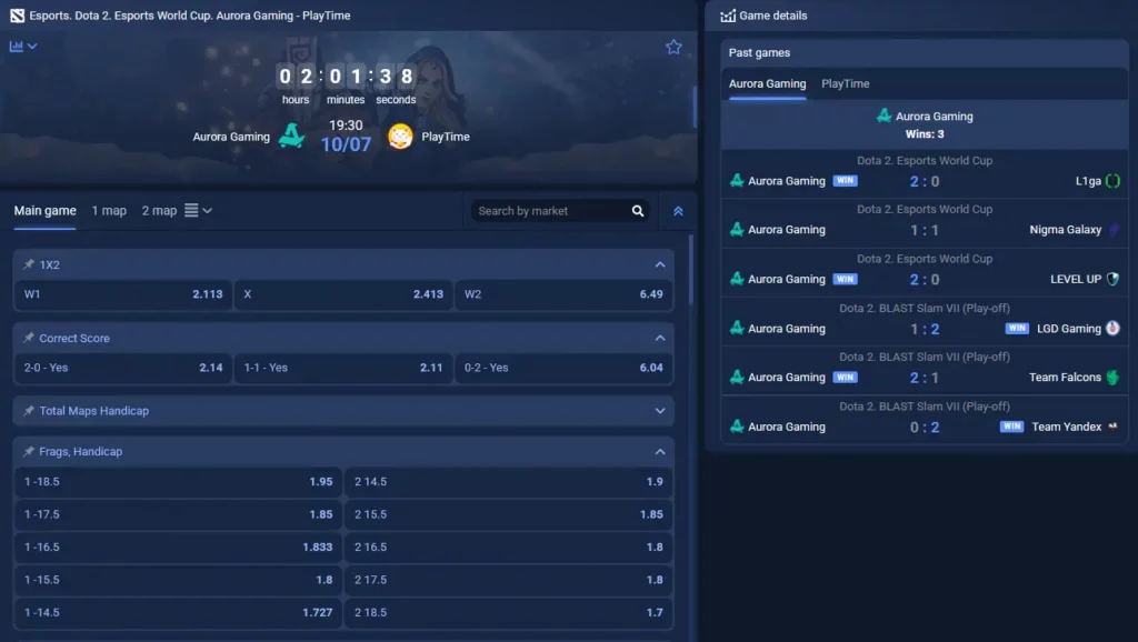 Dota 2 at 1xBet