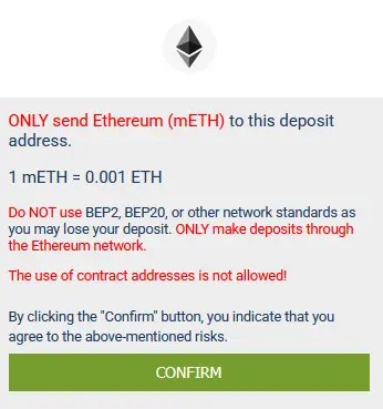Ethereum Deposit at 1xBet