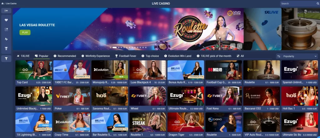 Live Casino at 1xBet