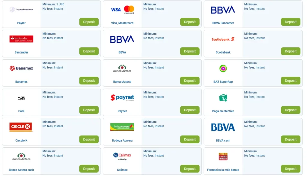 Mexican deposit methods