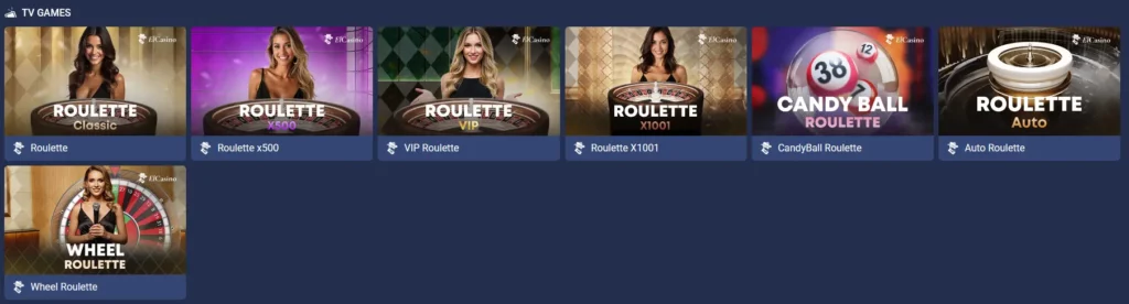 Roulette TV Games at 1xBet