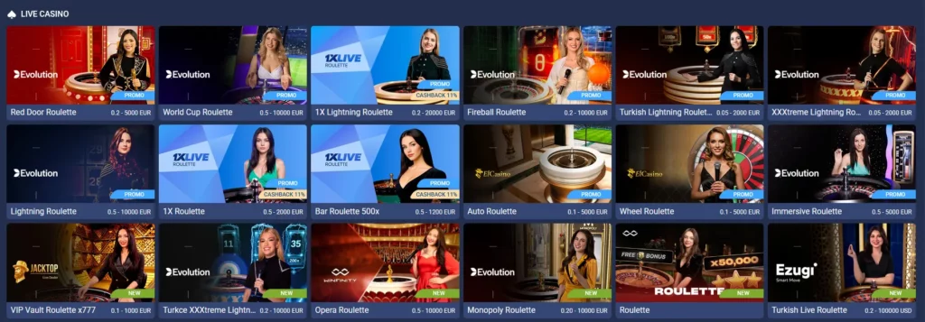 Roulette at Live Casino 1xBet