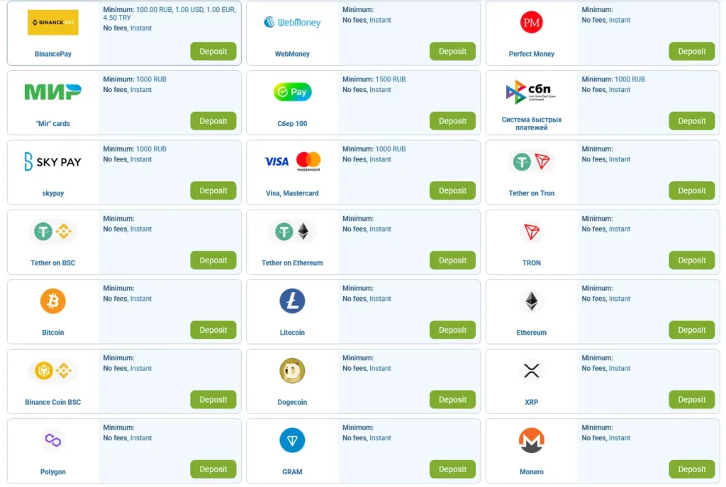 Russian deposit methods